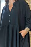 Made in Italy Donegal Cotton Jersey Smock Dress Black